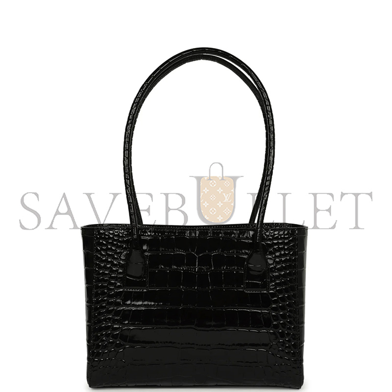 Ch**el MASTER MINI CERF SHOPPING BAG BLACK CROC EMBOSSED CALFSKIN GOLD HARDWARE (25*19*9cm)